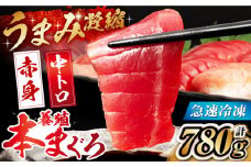 長崎県産 養殖本まぐろ(中トロ・赤身) 計780g以上 長崎県/まるせん鮪本舗 [42ABAT003] 本マグロ トロ 赤身 刺身 柵 まぐろ 鮪 養殖 中トロ 中とろ 海鮮丼 魚 海鮮 海産物