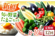 【全12回定期便】 新鮮 旬の野菜・たまごセット（8品〜10品） 長崎県/長崎県農産品流通合同会社 [42AMAE021]