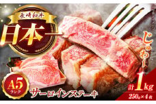 焼肉おがわ長崎和牛A5ランク特選サーロインステーキ4枚計1kg 長崎県/焼肉おがわ [42ADAF007]
