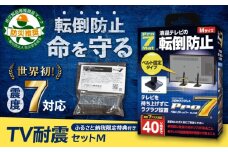 TV耐震セットM 震度7クラス対応 液晶テレビの転倒防止! ベルトストッパー テレビ用 Mサイズ 40V型まで対応＋「耐震マット」20×20×5mm 14枚  転倒防止 落下防止 耐震ベルト 長崎県/プロセブン株式会社 [42AEAG004]