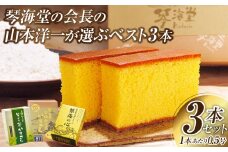 【7営業日以内発送】【おすすめセット】琴海堂の会長の山本洋一が選ぶベスト3本 カステラ ( 和三盆 琴海の心 そのぎ茶 )