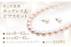 あこや真珠 (8－8.5mm珠) ネックレス ＆ ピアスセット