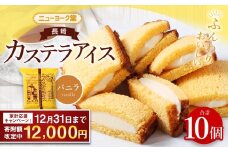 【期間限定！～12月31日まで寄附額改定中】バラエティ番組出演 長崎カステラアイス (バニラ) 計10個 ／ ニューヨーク堂 カステラアイス カステラ アイス デザート スイーツ お菓子 おやつ 冷凍 人気 ご当地 お取り寄せ 長崎 長崎県 長崎市