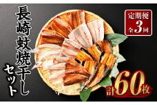 【全3回定期便】一押し干物！！20枚入り長崎蚊焼干しセット あじ さば かます いわし 魚介類 魚 海鮮類 干物