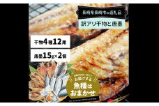 訳ありおまかせ干物 4種類 (12枚) とカラスミ詰め合わせ ／ ひもの 海の幸 魚介類 海鮮 唐墨 からすみ 長崎県 長崎市