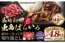 【全12回定期便】【訳あり】【A4ランク以上】長崎和牛 出島ばらいろ 肩ロース バラ 切り落とし 計400g 和牛 国産 お肉 肉