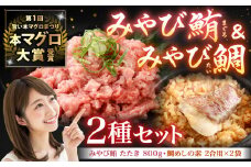 みやび鮪 粗挽きたたき 800g (200g×4パック) + 鯛めしの素2袋 マグロ ねぎとろ ネギトロ 長崎