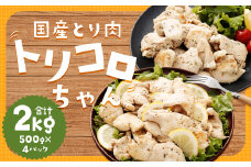 国産鶏肉 トリコロちゃん 2kg (500g×4パック) ／ バジルペッパー レモンペッパー ソテー用 鶏胸肉 お肉 ソース 肉のマルシン 長崎県 長崎市