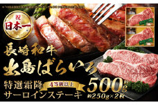 長崎和牛「出島ばらいろ」特選霜降 サーロインステーキ たっぷり 500g (約250g×2枚) 国産 A4等級以上 和牛 牛肉 お肉 ステーキソース 塩コショウ付き 冷凍 長崎