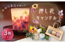 押し花キャンドル 3個 ／ ろうそく ロウソク 蠟燭 野の花 フラワー インテリア 長崎県 長崎市