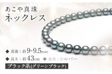 あこや真珠 (9-9.5mm) ネックレス ブラック系・グリーンブラック ／ 園田真珠 ジュエリー アクセサリー 真珠 宝石 パール 長崎県 長崎市