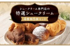 シュークリーム専門店の特選シュークリーム 詰め合わせ （4種類8個セット) ／ カスタードクリーム クリームシュー エクレア メープルクッキーシュー 贈答 贈り物 ギフトパッケージ ギフト スイーツ デザート 長崎県 長崎市 お菓子の雲仙堂