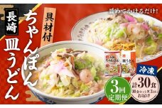 【全3回定期便】《具材付》長崎 冷凍ちゃんぽん (5食)・皿うどん (5食) 総計30食 (10食×3回) ／ 長崎ちゃんぽん 長崎皿うどん チャンポン 麺 麺類 簡単調理 長崎名物 ご当地 セット 詰合せ 長崎 長崎県 長崎市