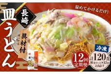 【全12回定期便】《具材付》長崎冷凍皿うどん 総計120食 (10食×12回) ／ 長崎皿うどん 長崎 皿うどん さらうどん 麺 麺類 スープ 具付き 具材付き 小分け 簡単調理 グルメ 冷凍 ひふみ 長崎市