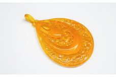 【7営業日以内発送】【本べっ甲】ペンダントトップ (唐草彫り) ／ アクセサリー トップのみ 鼈甲 べっ甲 唐草模様 雫型 長崎県 長崎市