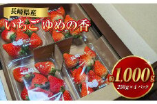 長崎県産いちご ゆめの香 約1kg (250g×4パック) ／ 果物 くだもの フルーツ イチゴ 苺 長崎県 長崎市 【2024年11月下旬-2025年5月下旬発送予定】