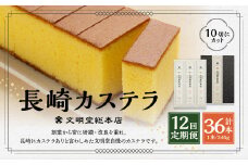 【全12回定期便】 文明堂総本店 長崎カステラ1.8号 ( 0.6号 × 3本入 ) ／ カステラ かすてら 洋菓子 和菓子 お菓子 菓子 デザート スイーツ カット済 手作り 長崎県 長崎市