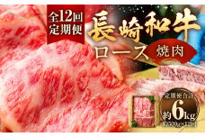 【全12回定期便】長崎和牛 焼肉 ロース 約500g ／合計6kg 国産 肉 お肉 和牛 長崎県 長崎市