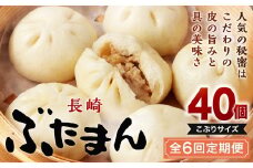 【全6回定期便】 長崎ぶたまん 40個(10個入×4パック) ／ ぶたまん 中華まん 肉まん 豚 豚肉 中華 冷蔵 小分け お取り寄せ おやつ グルメ 国産 惣菜 長崎 長崎県産 長崎県 長崎市
