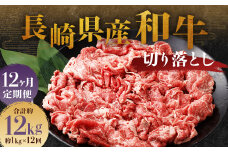 【全12回定期便】長崎県産和牛 切り落とし 1kg (500g×2パック) ／ 和牛 牛肉 牛 お肉 肉 国産 切落し きりおとし 肉のマルシン 長崎県 長崎市