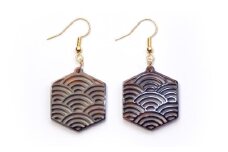 【べっ甲】亀甲型ピアス（青海波） ／ アクセサリー 耳飾り ピアス 伝統 青海波 鼈甲 長崎県