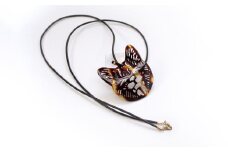 【べっ甲】あくび猫ペンダント ／ アクセサリー ペンダント 猫 ネコ ねこ べっこう 鼈甲