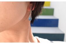海色イヤリング ／ アクセサリー ファッション 青 海 ガラス イヤリング ガラス細工 アクセサリー しずく 雫形 チタン 九州 長崎