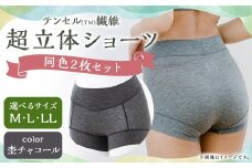 【7営業日以内発送】【LLサイズ】テンセル（TM）繊維 超立体ショーツ スタンダード丈（同色2枚セット）【杢（もく）チャコール】／ ショーツ 下着 日本製下着 衣類