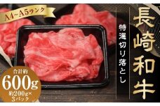 【A4～A5ランク】 長崎和牛 特選切り落とし 約600g（約200g×3パック） ／ 肩ロース 和牛 牛肉 お肉 肉 長崎県産 国産 切落し 小分け パック 冷凍 長崎県 長崎市 meat shop FUKU