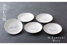 G102p 〈光雲窯〉絵変わり鯨豆皿5枚組