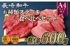 B165p 長崎和牛6種類ステーキ食べ比べセット