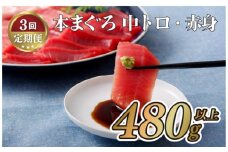 A132p 【全3回定期便 総計1.44kg】長崎県産 本マグロ (中トロ・赤身)  計480g以上 海鮮丼のタレ付き【本家永松家】マグロ まぐろ 鮪 中トロ 中とろ 赤身 刺身 海鮮丼 定期便 頒布会