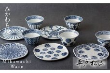 G154p 〈平戸松山窯〉創作染付多用小鉢とタタラ銘々皿5客
