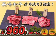 B239p 長崎和牛赤身焼肉3種盛り焼肉2箱(計960g)
