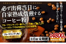 E282z【6回定期便】必ず出荷日に自家熟成焙煎ブルーマウンテンNo.1粉(800g)【SASEBO Coffee TOMINAGA】人気 新鮮 挽きたて 高級コーヒー 本格