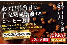 E296z【3回定期便】 必ず出荷日に自家熟成焙煎ゲイシャ豆(640g)･ブルーマウンテン№.1豆(400g)【SASEBO Coffee TOMINAGA】人気 新鮮 挽きたて 高級コーヒー 本格 希少