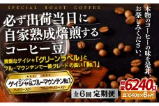 E297z 【6回定期便】必ず出荷日に自家熟成焙煎ゲイシャ豆(640g)･ブルーマウンテン№.1豆(400g)【SASEBO Coffee TOMINAGA】人気 新鮮 挽きたて 高級コーヒー 本格 希少