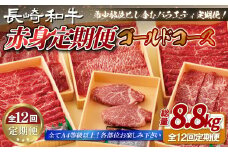 B402 【12回定期便】 長崎和牛 赤身定期便 希少部位ヒレ含む！総計8.8kg 赤身ゴールドコース【田中精肉店】赤身 定期便 モモ ヒレ フィレ すき焼き 焼肉 ステーキ しゃぶしゃぶ