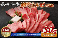 B418 《定期便》長崎和牛焼肉カルビ(500g)【6回お届け】