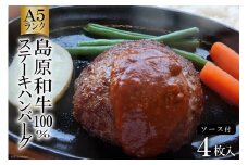 AD159Ａ５ランク！島原和牛１００％ステーキハンバーグ（４枚入） ～自宅で高級レストランの味が楽しめます～ レビューキャンペーン