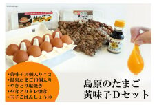 AE139 島原のたまご 黄味子Ｄセット (卵10個入×2パック,温泉たまご10個入×1パック,やきとり塩焼き・タレ焼き(180g)×各1,玉子ごはん用醤油×1本)　【 たまご 卵 赤卵 20個 焼き鳥 温泉卵 玉子ごはん醤油 おすすめ オススメ 湧水 長崎県 島原市 送料無料 】