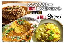 BG028 スパイスカレー 満足食べ比べセット 3種類 150g×各3 計9パック [ カレー キーマカレー グリーンカレー バターチキンカレー 冷凍 豚肉 鶏肉 ポークカレー おいしい セット 詰め合わせ 長崎県 島原市 ]