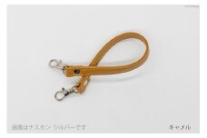 AI003-11 バッグ ハンドル  (ゴールド) キャメル 1.5cm幅　【 交換用 持ち手 取っ手 ナスカン付き バッグ おしゃれ お洒落 職人手作り 日本製 国産 Pouche ポーチェ 長崎県 島原市 】