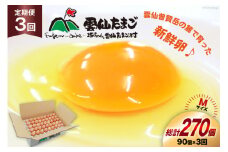 BI040 3回 定期便 たっぷり！ 雲仙たまごMサイズ 90個(85個＋割れ補償5個入り) [ 卵 たまご 生卵 鶏卵 赤卵 玉子 新鮮 塚ちゃん雲仙たまご村 長崎県 島原市 ]