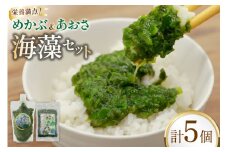 AI194 めかぶ 3パック あおさ 2パック セット 計950g [ めかぶとろろ 塩蔵あおさ 海藻 小分け あおさのり あおさ海苔 有明海 有明産 有明海産 みそ汁 うどん 冷凍海藻 ごはんのお供  長崎県 島原市 ]