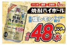 AJ318 タカラ 焼酎ハイボール 強烈塩レモンサイダー割り 350ml 48本(24本×2箱) [ タカラ 宝 寶 Takara 焼酎 酎ハイ チューハイ ハイボール 7% 人気 ご自宅用 日常使い 普段使い 健康志向 プリン体ゼロ 糖質ゼロ 甘味料ゼロ プリン体０ 糖質０ 甘味料０ みつい 長崎県 島原市 ]