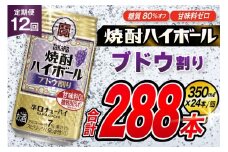 AJ349 【12回定期便】タカラ 焼酎ハイボール ブドウ割り 350ml 24本 [ タカラ 宝 寶 Takara 定期便 焼酎 酎ハイ チューハイ ハイボール 7% 人気 ご自宅用 日常使い 普段使い 健康志向 プリン体ゼロ 糖質ゼロ 甘味料ゼロ プリン体０ 糖質０ 甘味料０ みつい 長崎県 島原市 ]