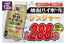 AJ355 【12回定期便】タカラ 焼酎ハイボール ジンジャー 350ml 24本 [ タカラ 宝 寶 Takara 定期便 焼酎 酎ハイ チューハイ ハイボール 7% 人気 ご自宅用 日常使い 普段使い 健康志向 プリン体ゼロ 糖質ゼロ 甘味料ゼロ プリン体０ 糖質０ 甘味料０ みつい 長崎県 島原市 ]