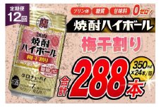 AJ364 【12回定期便】タカラ 焼酎ハイボール 梅干割り 350ml 24本 [ タカラ 宝 寶 Takara 定期便 焼酎 酎ハイ チューハイ ハイボール 7% 人気 ご自宅用 日常使い 普段使い 健康志向 プリン体ゼロ 糖質ゼロ 甘味料ゼロ プリン体０ 糖質０ 甘味料０ みつい 長崎県 島原市 ]