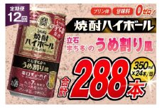 AJ373 【12回定期便】タカラ 焼酎ハイボール 立石宇ち多゛のうめ割り風 350ml 24本 [ タカラ 宝 寶 Takara 定期便 焼酎 酎ハイ チューハイ ハイボール 7% 人気 ご自宅用 日常使い 普段使い 健康志向 プリン体ゼロ 糖質ゼロ 甘味料ゼロ プリン体０ 糖質０ 甘味料０ みつい 長崎県 島原市 ]